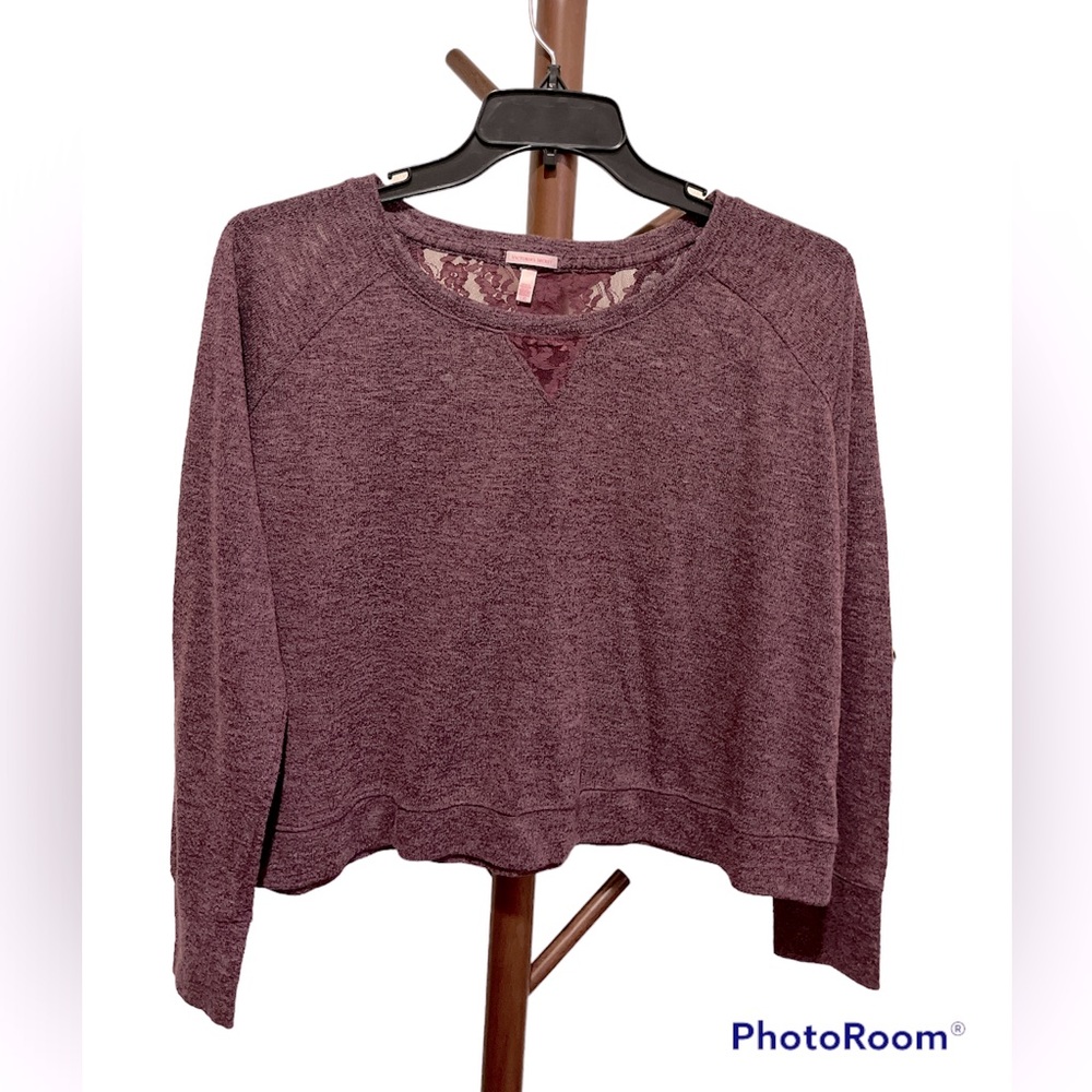Victoria’s Secret Semi Cropped Sweater with Lace Trim Size Large